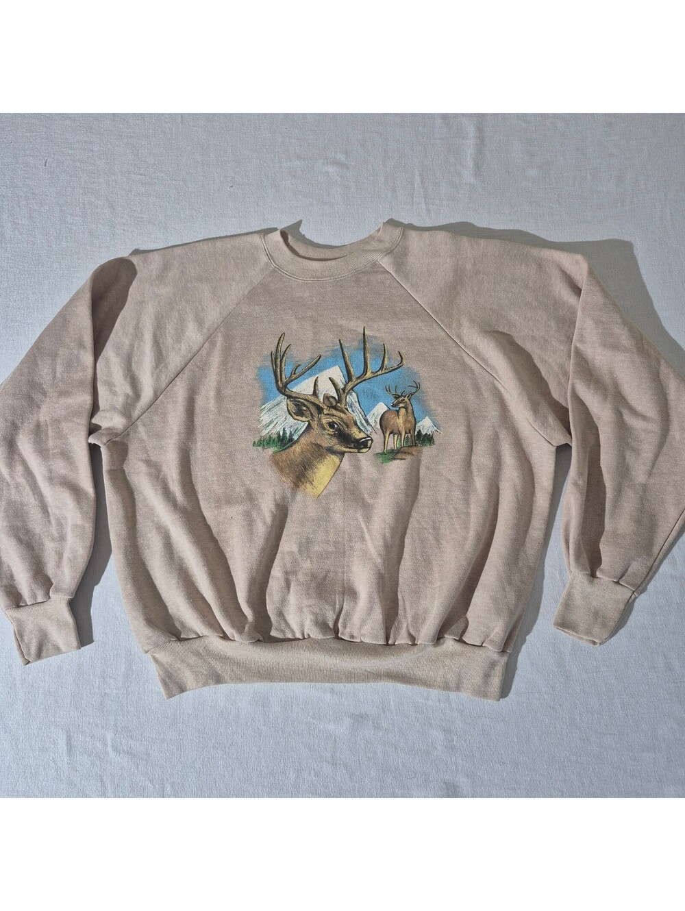 Vintage 90s Winchester Deer Nature XL Sweatshirt Biege